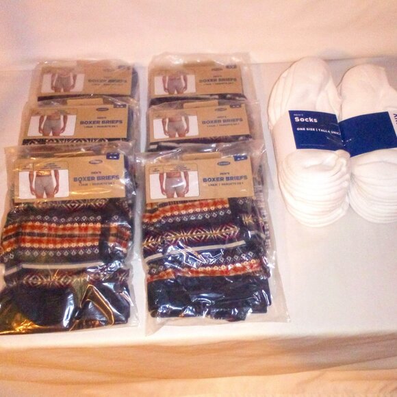 (12) Socks & (6) Boxer Brief Underwear Bundle: 6" Inseam. Ankle Socks. New - Picture 2 of 8